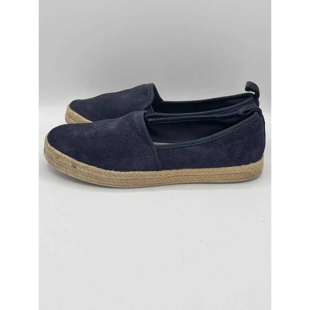 Clarks Collection Navy Blue Perforated Suede Espadrille Flats Women Sz 9M
